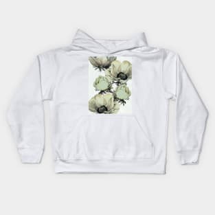 Anemone Flowers (White Background) Kids Hoodie